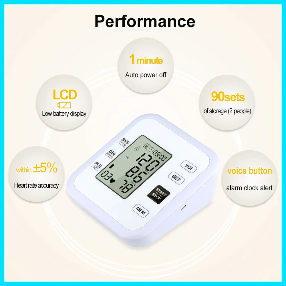 Digital Arm Blood Pressure Monitor Heart Rate Pulse Meter