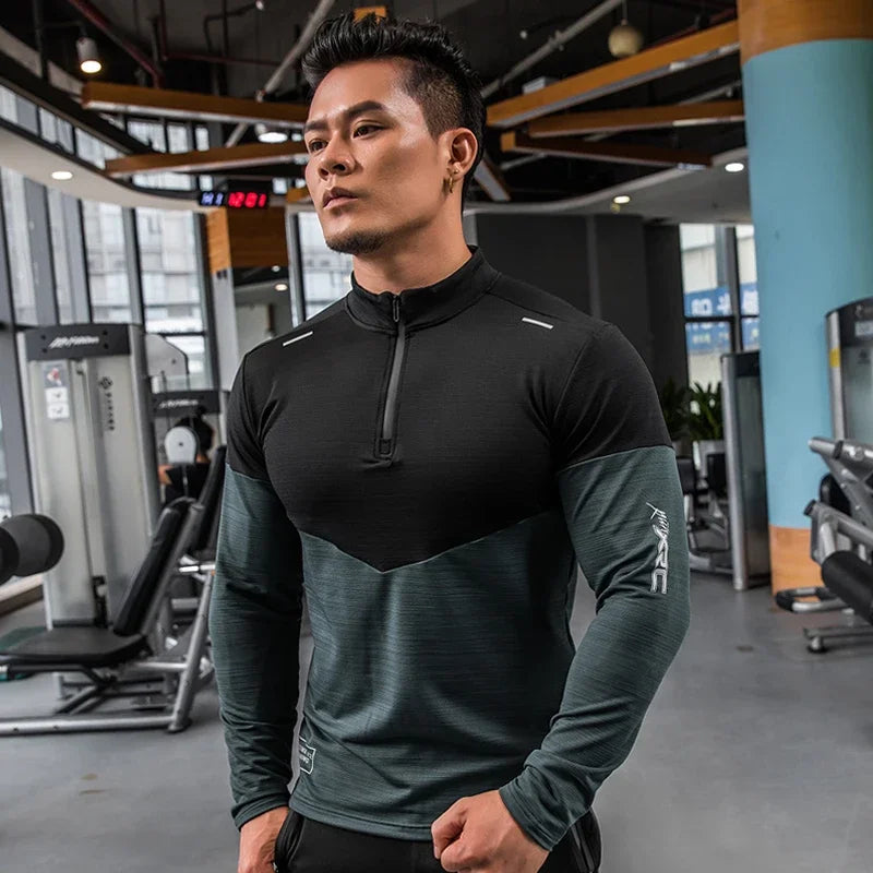 Men’s Long Sleeve Compression Shirt Rashguard Fitness Sports Top