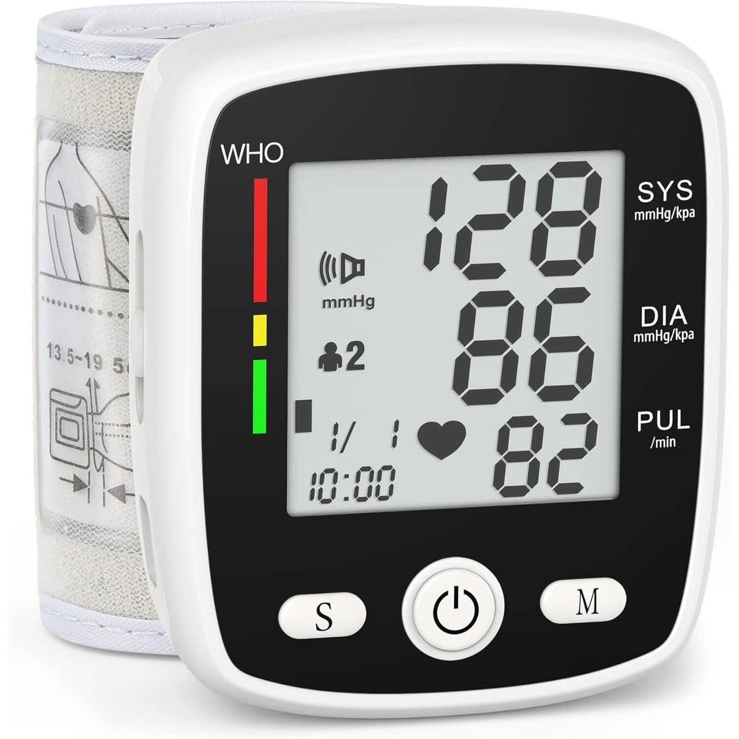 Digital Wrist Blood Pressure Monitor 2 Users Memory Voice Display