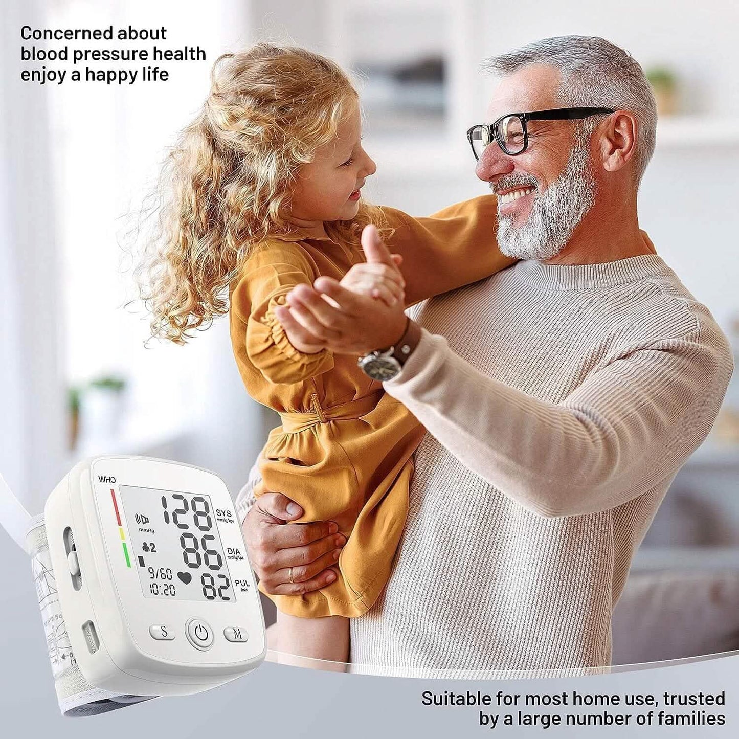 Digital Wrist Blood Pressure Monitor 2 Users Memory Voice Display
