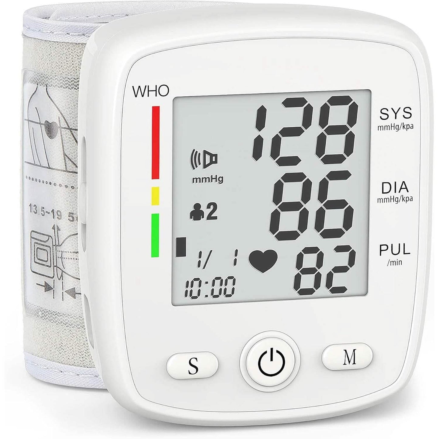 Digital Wrist Blood Pressure Monitor 2 Users Memory Voice Display