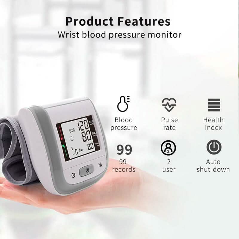 Digital Wrist Blood Pressure Monitor Heart Rate Pulse Meter